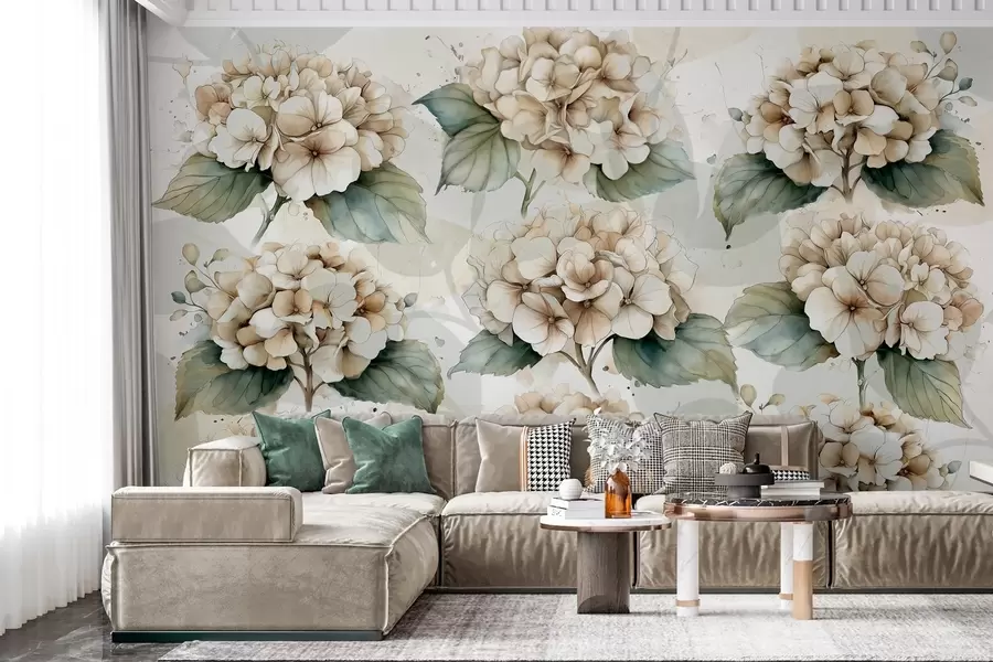 wall murals Велике хортензије у акварелном стилу w04312