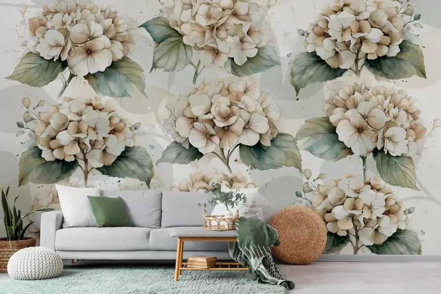 wall murals Велике хортензије у акварелном стилу w04312