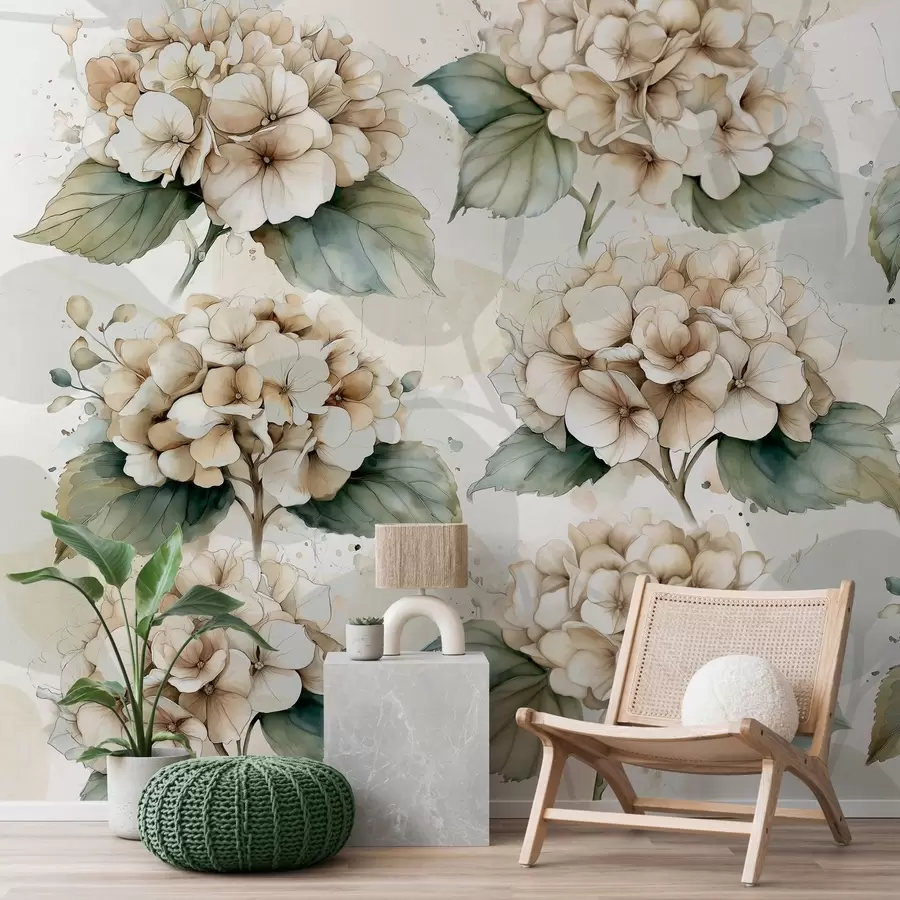 wall murals Велике хортензије у акварелном стилу w04312