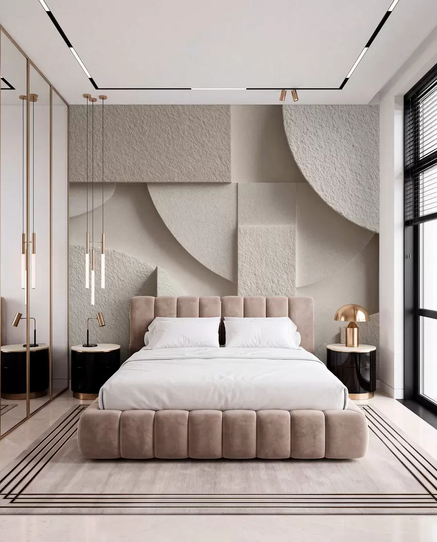 wall murals Апстрактна композиција беж геометријских облика w04395