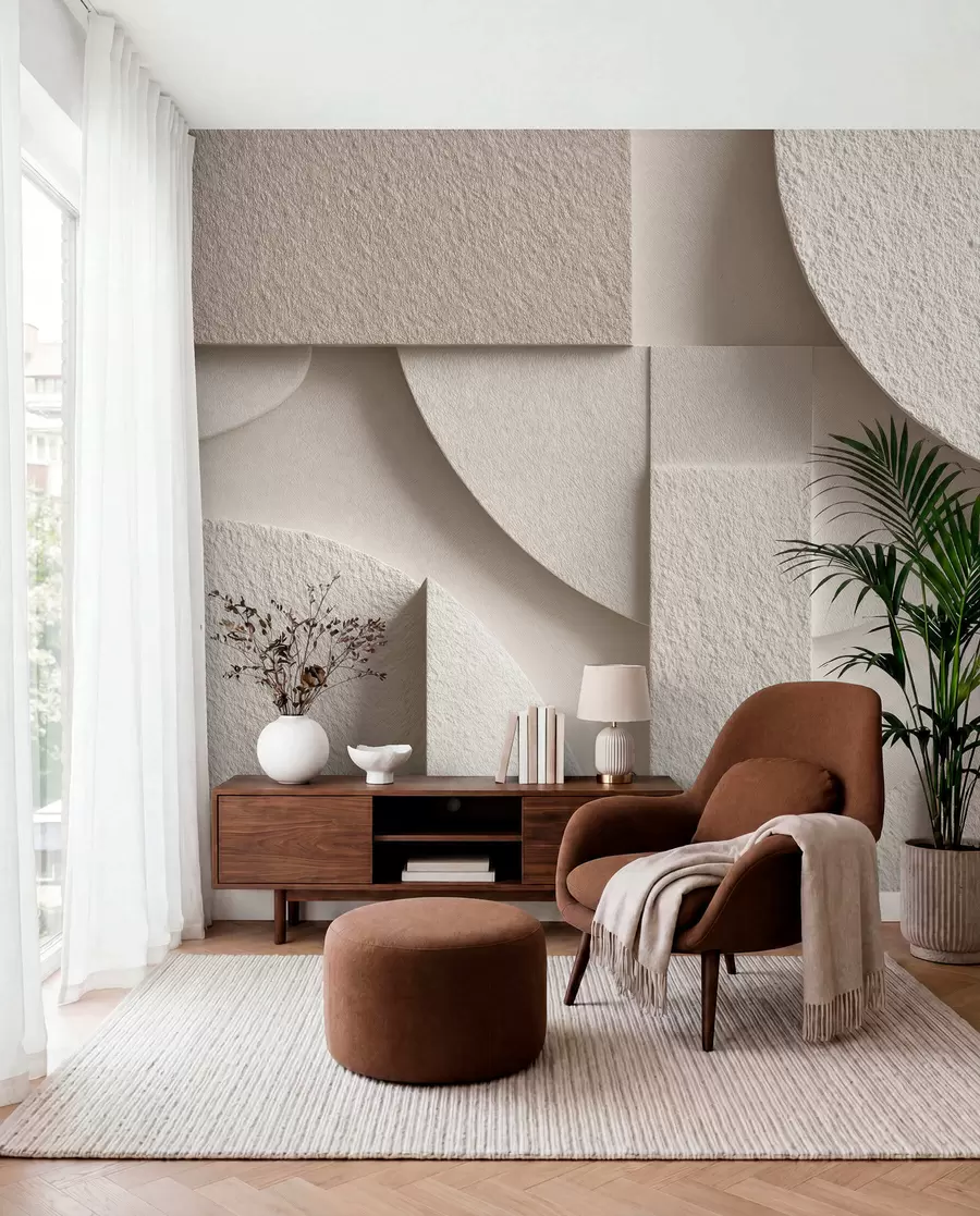 wall murals Апстрактна композиција беж геометријских облика w04395