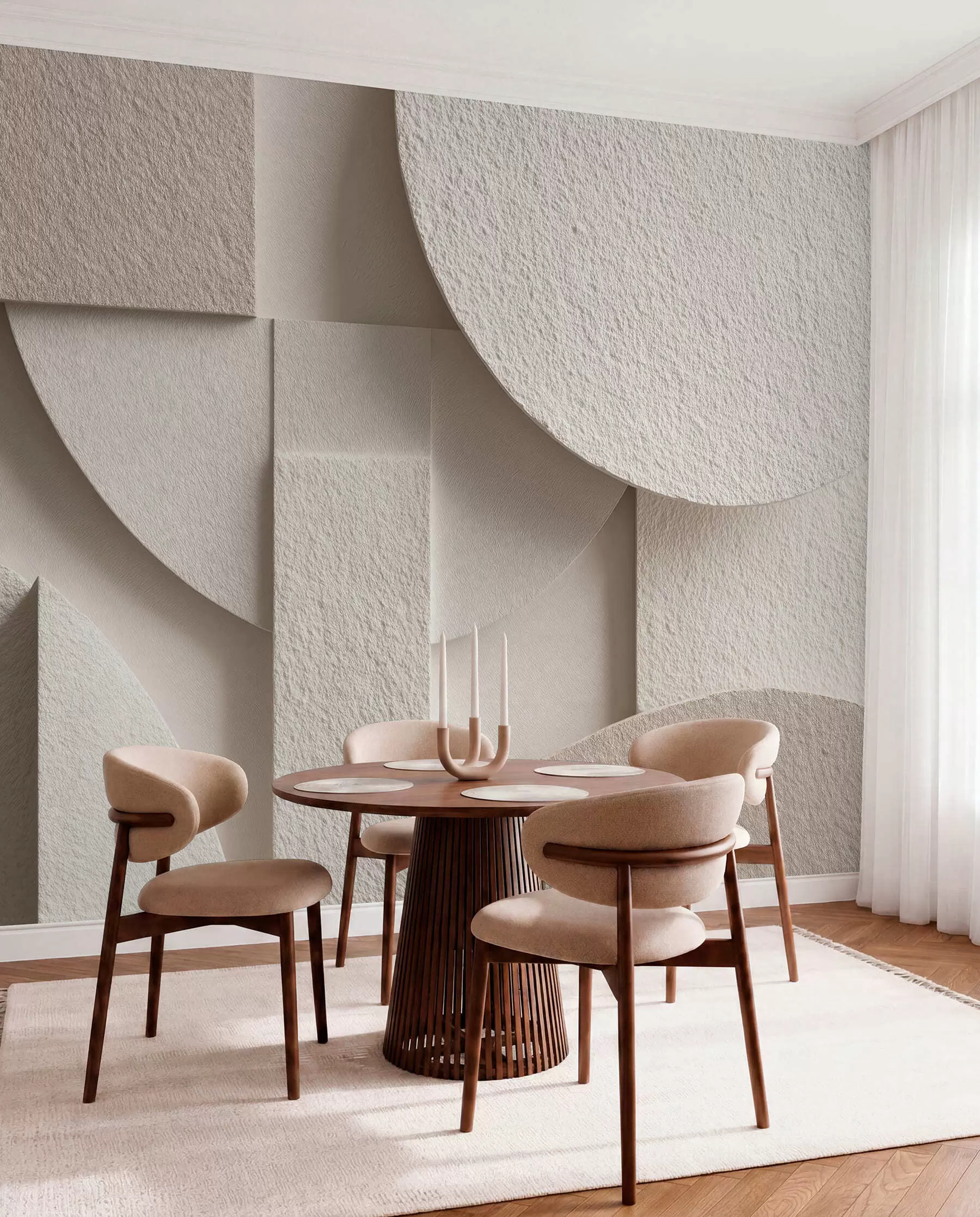wall murals Апстрактна композиција беж геометријских облика w04395