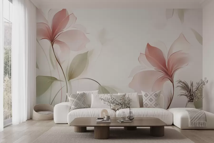 wall murals Прозирно цвеће у нежним ружичастим и пастелним нијансама w04397v2