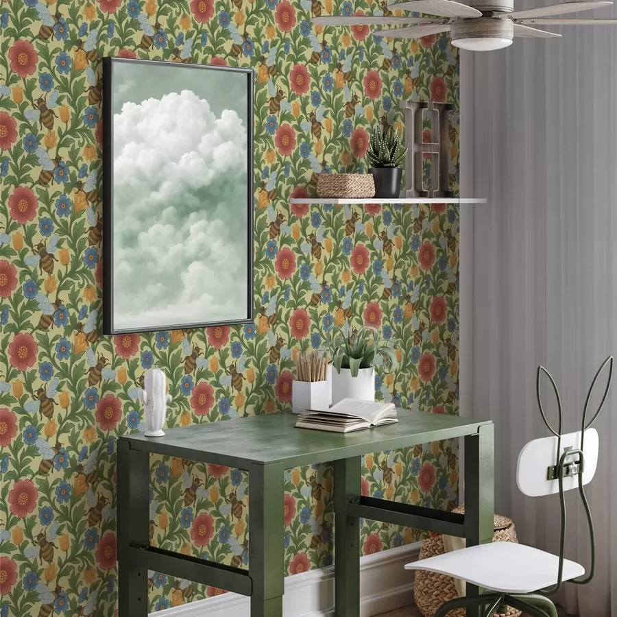 wall murals Светло цвеће са великим пчелама a00315