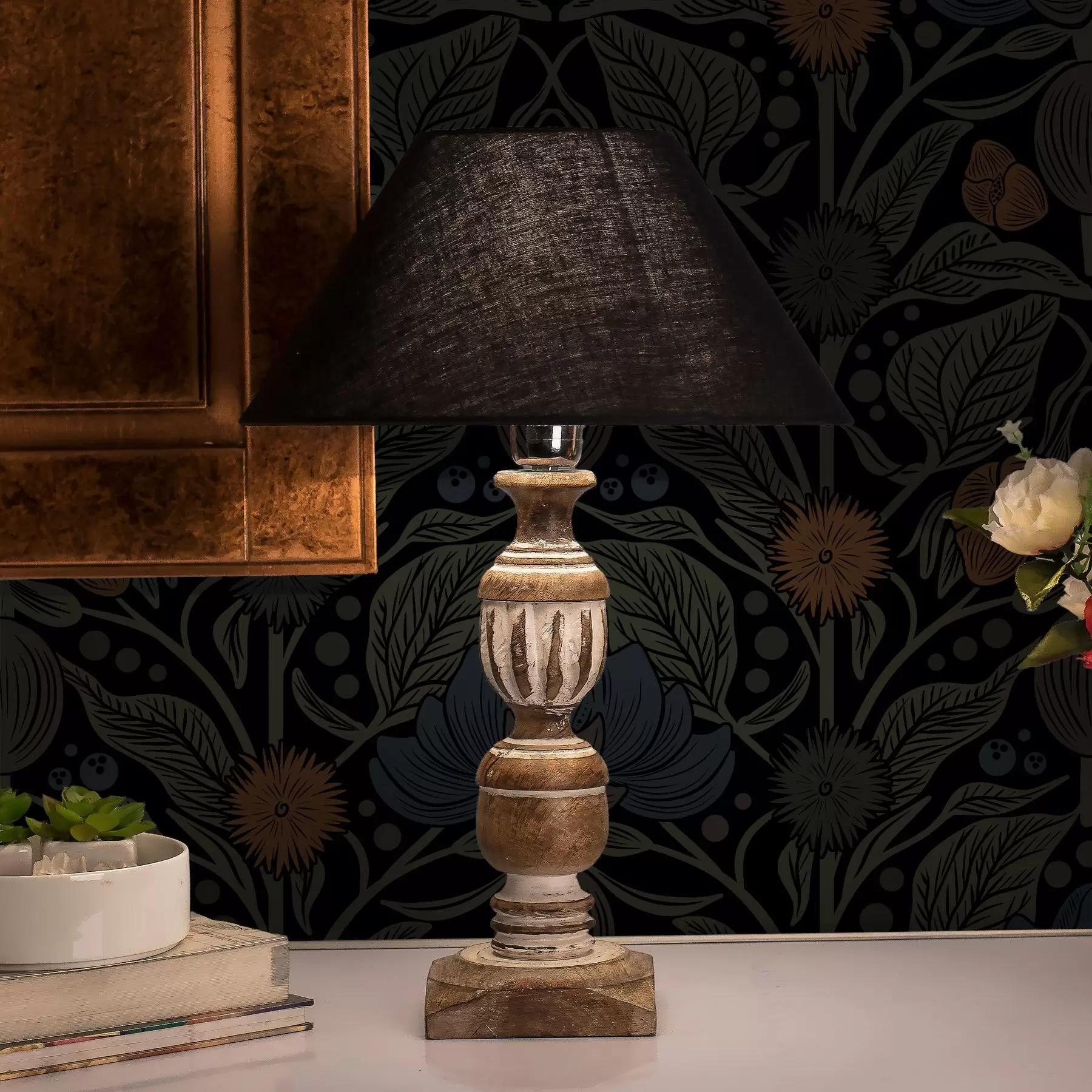 wall murals Тамни цветни орнамент са наранџастим акцентима a00411