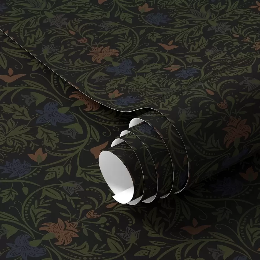 wall murals Тамни украс са биљкама у класичном стилу a00412