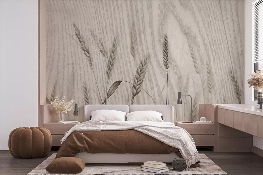 wall murals Класје пшенице на текстурираној позадини w04437