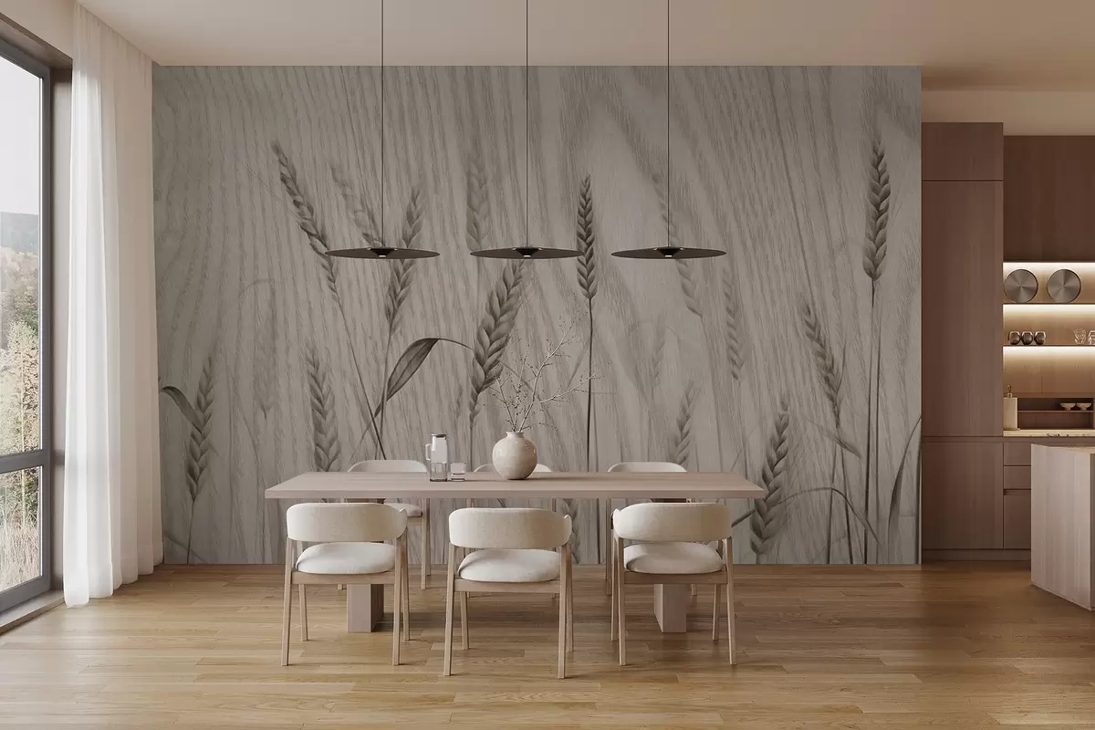 wall murals Класје пшенице на текстурираној позадини w04437