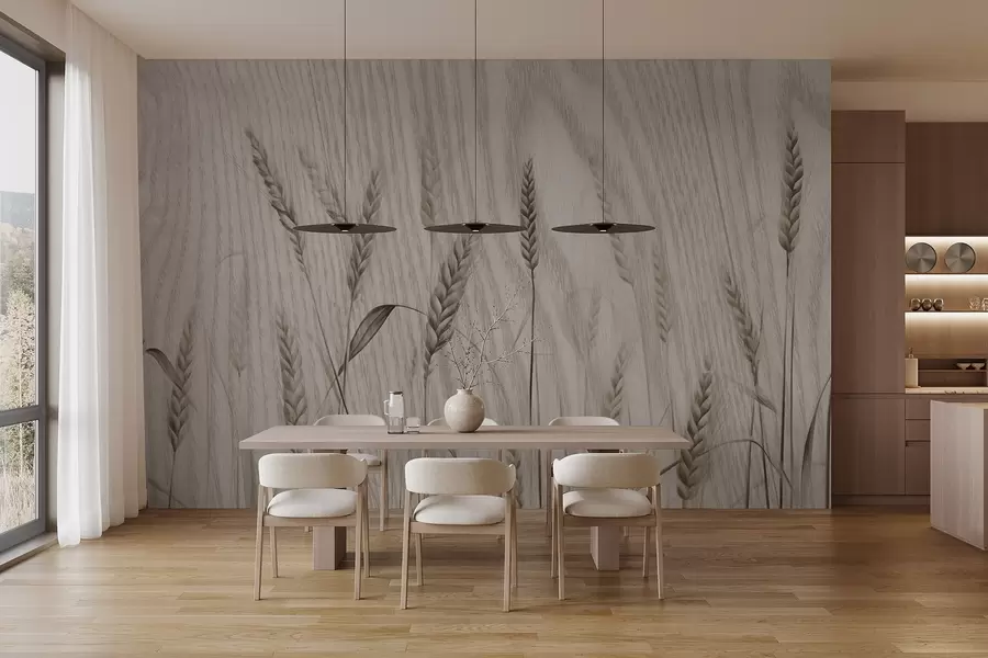 wall murals Класје пшенице на текстурираној позадини w04437