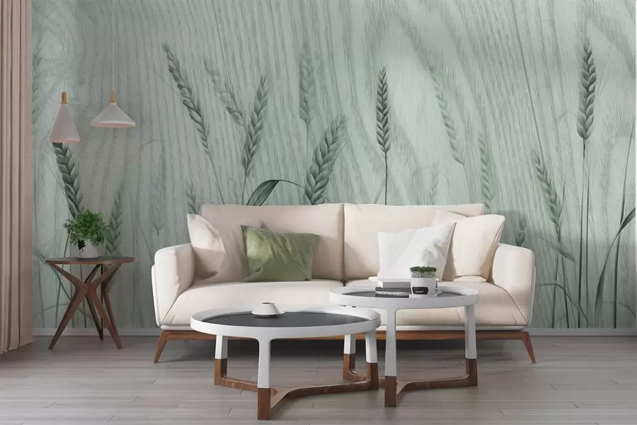 wall murals Класје пшенице на текстурираној позадини w04437v2
