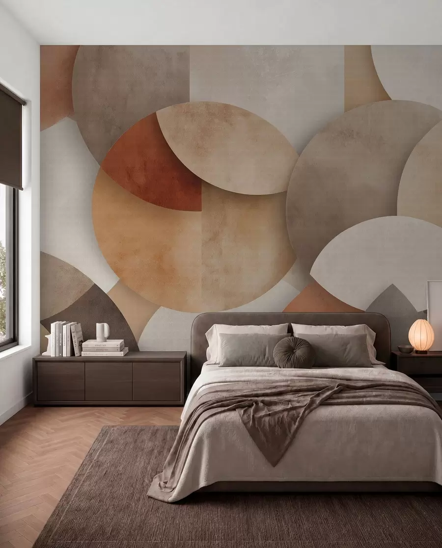 wall murals текстурирана апстрактна геометрија у топлим смеђим и окер тоновима w04310