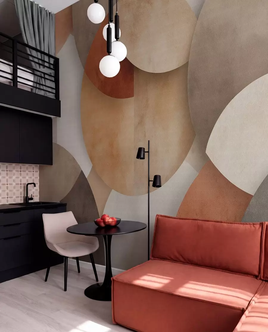 wall murals текстурирана апстрактна геометрија у топлим смеђим и окер тоновима w04310