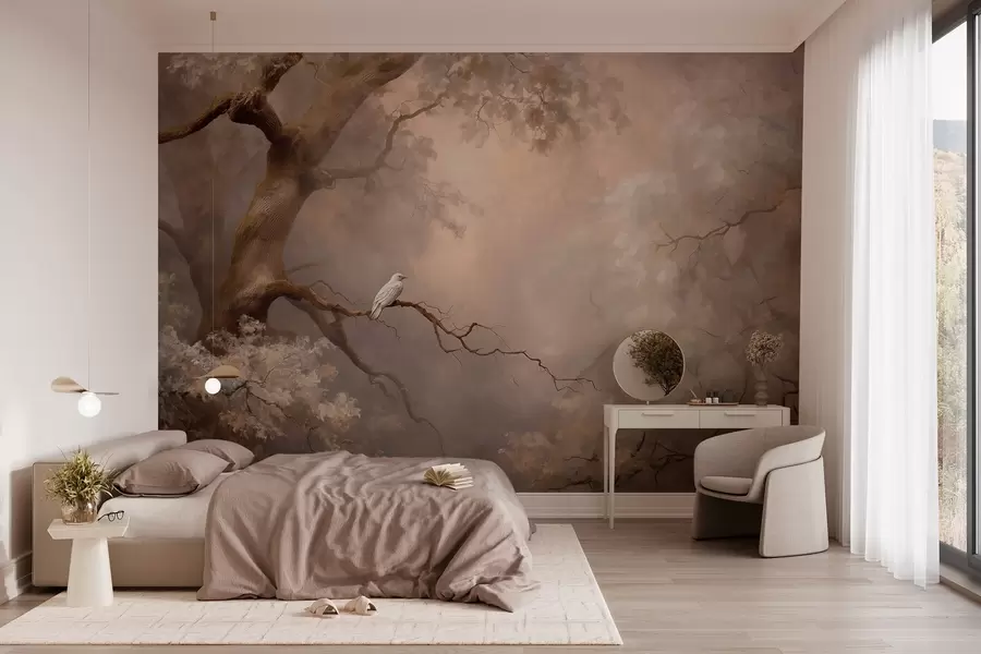 wall murals мистична шума са белом птицом w04314