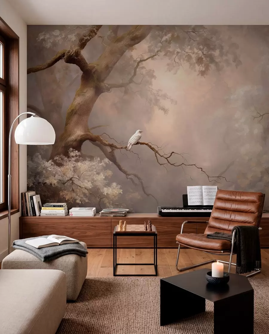 wall murals мистична шума са белом птицом w04314