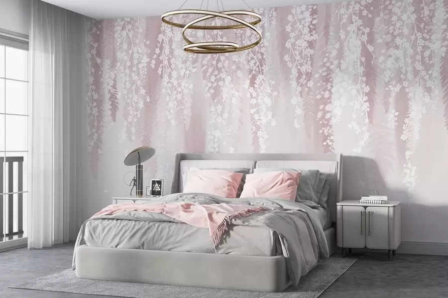 wall murals Ружичаста верзија грана са белим цветовима w04417v1