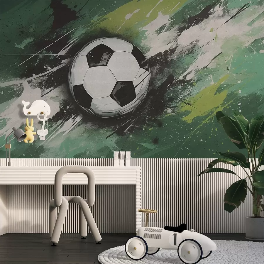 wall murals Фудбалска лопта са замагљеним графитима у позадини w04467