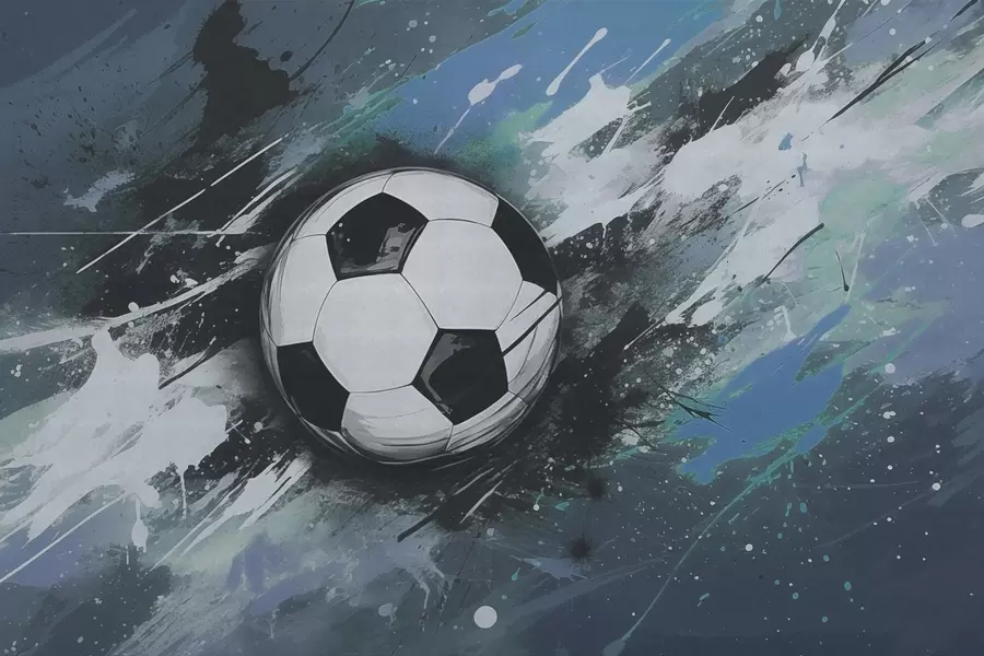 wall murals Фудбалска лопта са замагљеним графитима у позадини w04467v1