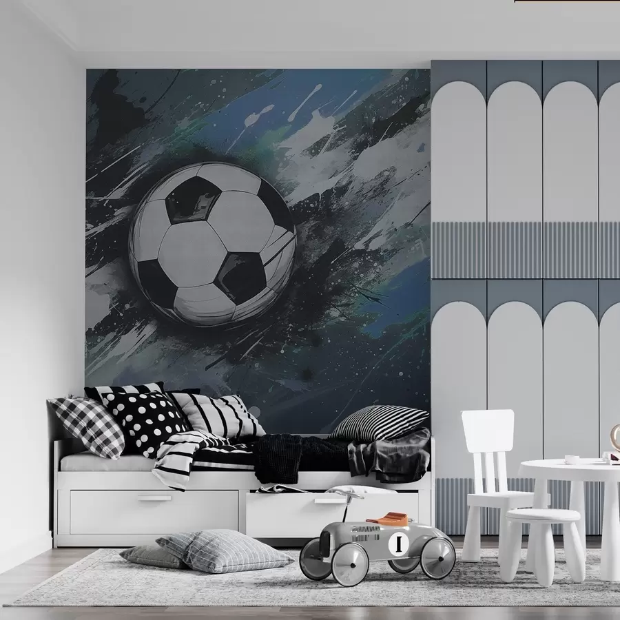 wall murals Фудбалска лопта са замагљеним графитима у позадини w04467v1