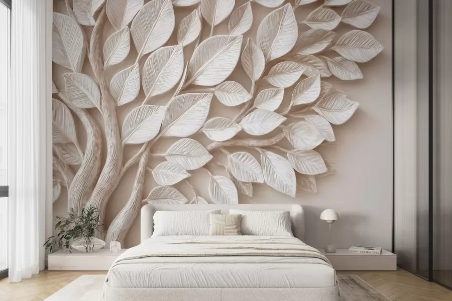 wall murals Рељефно дрво са лишћем w09359