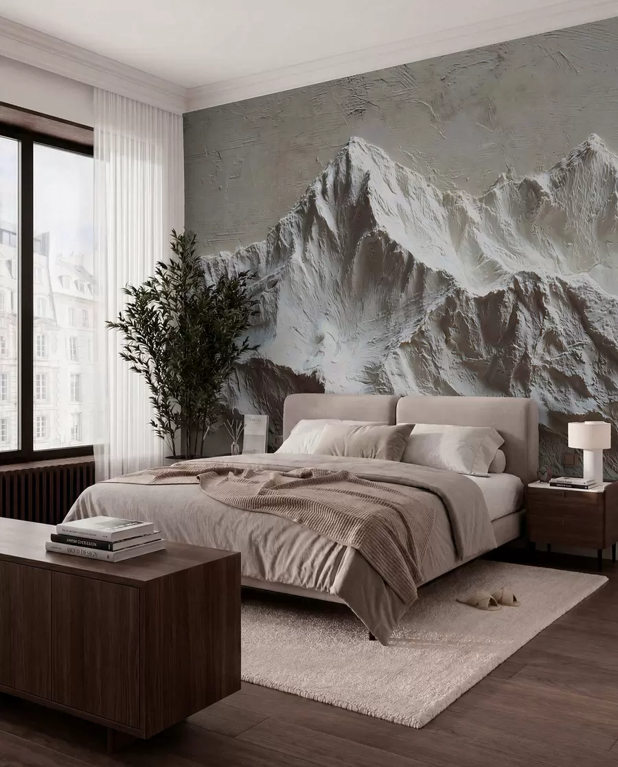 wall murals Рељефне планине у светлим тоновима са текстуром w04396