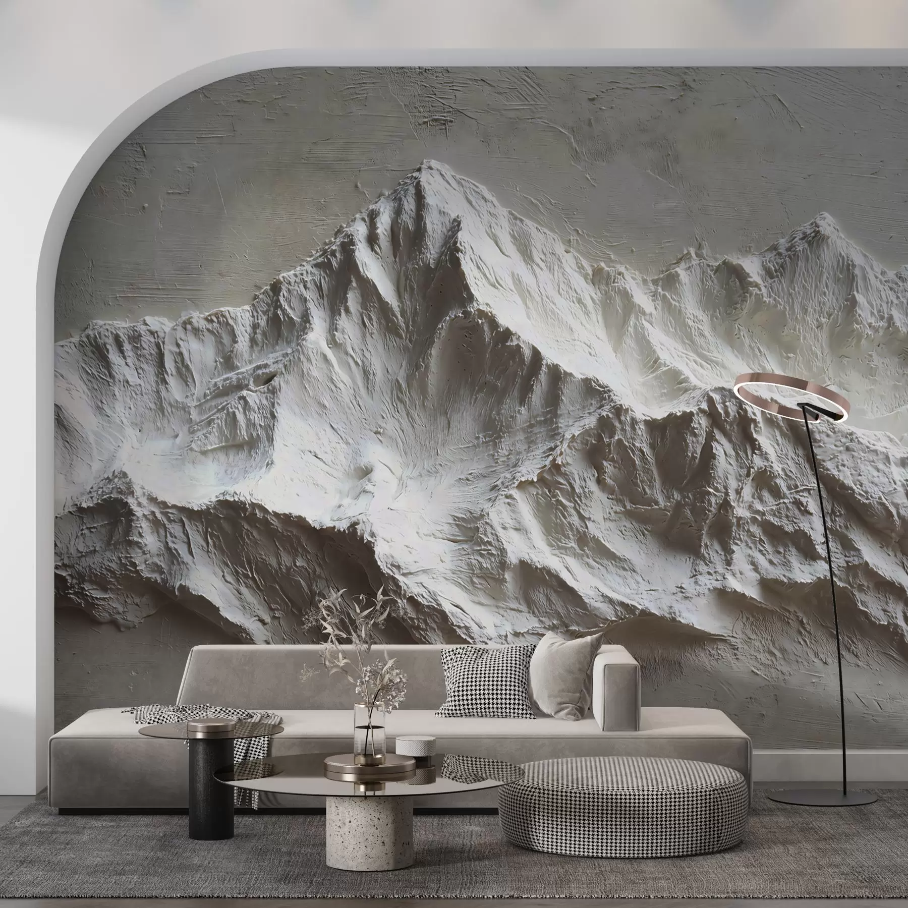 wall murals Рељефне планине у светлим тоновима са текстуром w04396