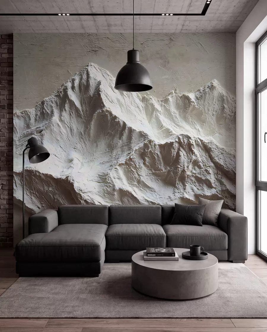 wall murals Рељефне планине у светлим тоновима са текстуром w04396
