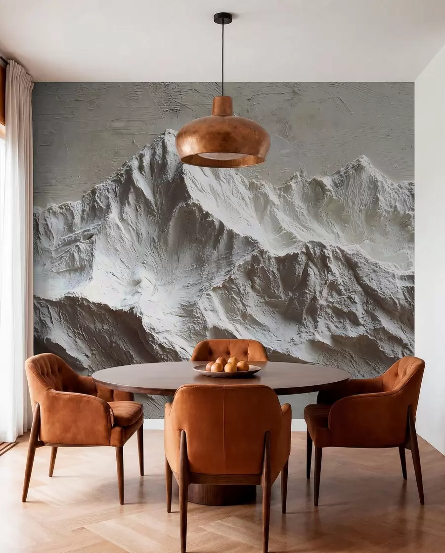 wall murals Рељефне планине у светлим тоновима са текстуром w04396