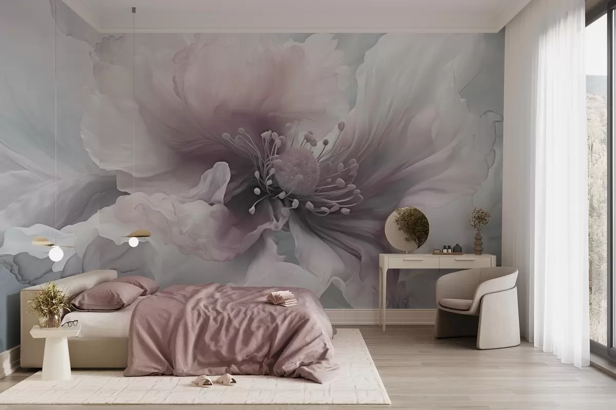 wall murals Нежни цвет са ружичастим и белим латицама w04446