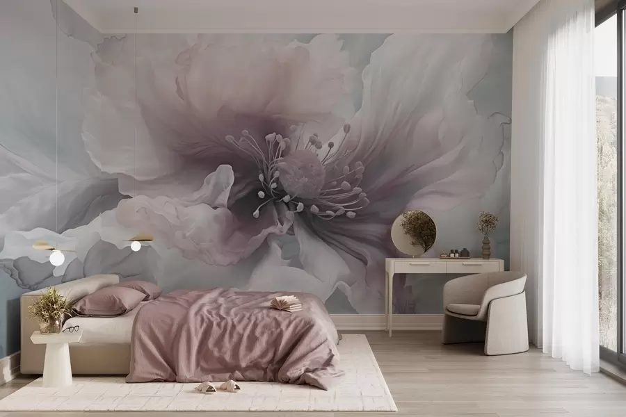 wall murals Нежни цвет са ружичастим и белим латицама w04446