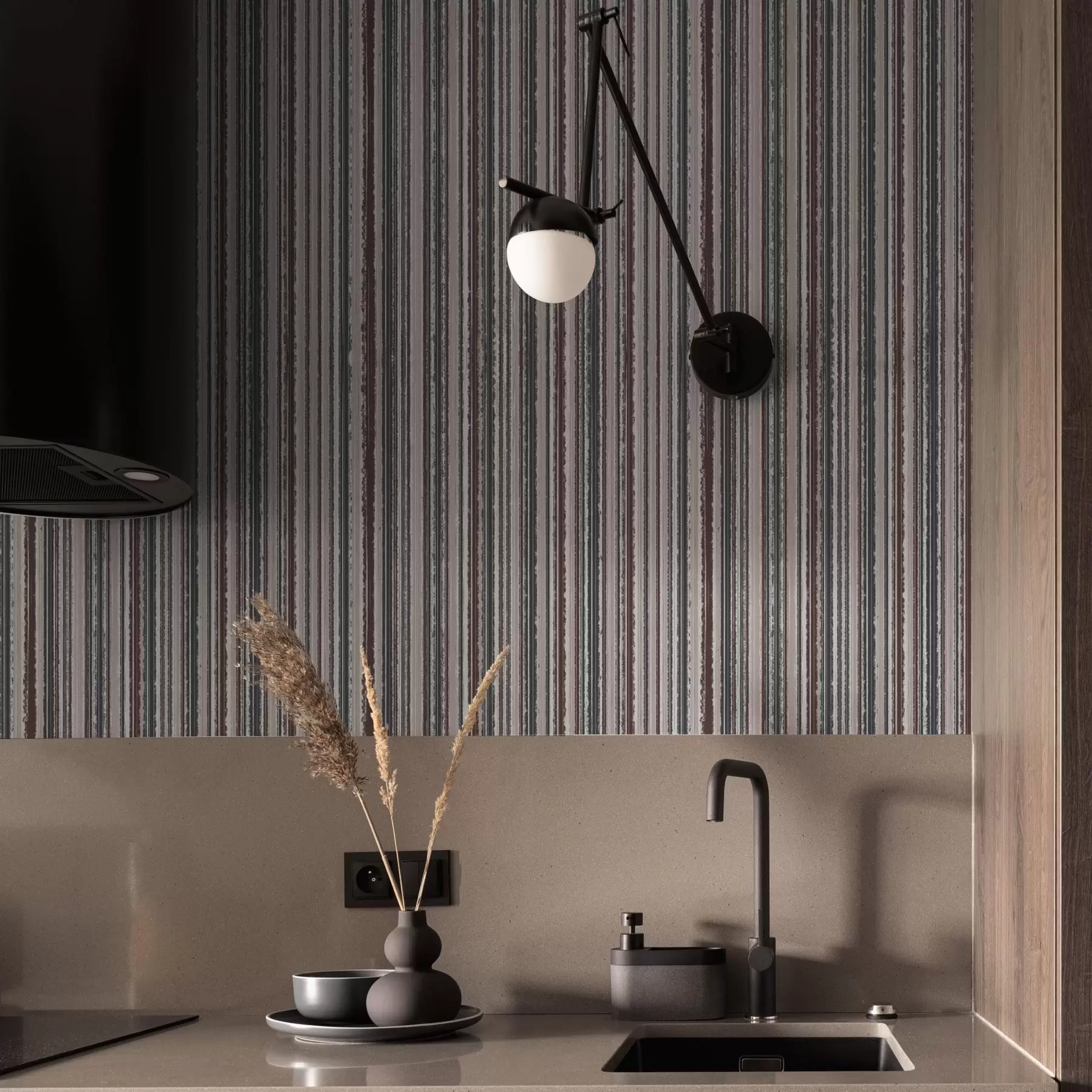 wall murals Пругасти узорак у сиво-смеђим тоновима a00504