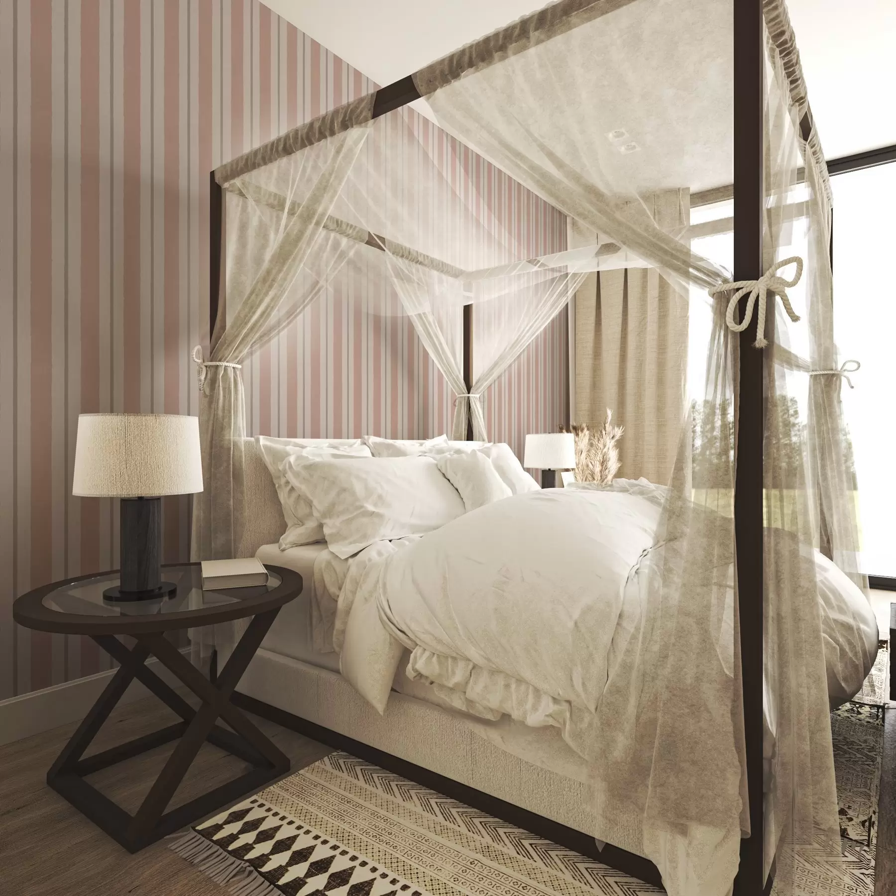 wall murals Теракота-беж широке пруге са сивкастим акцентом a00513