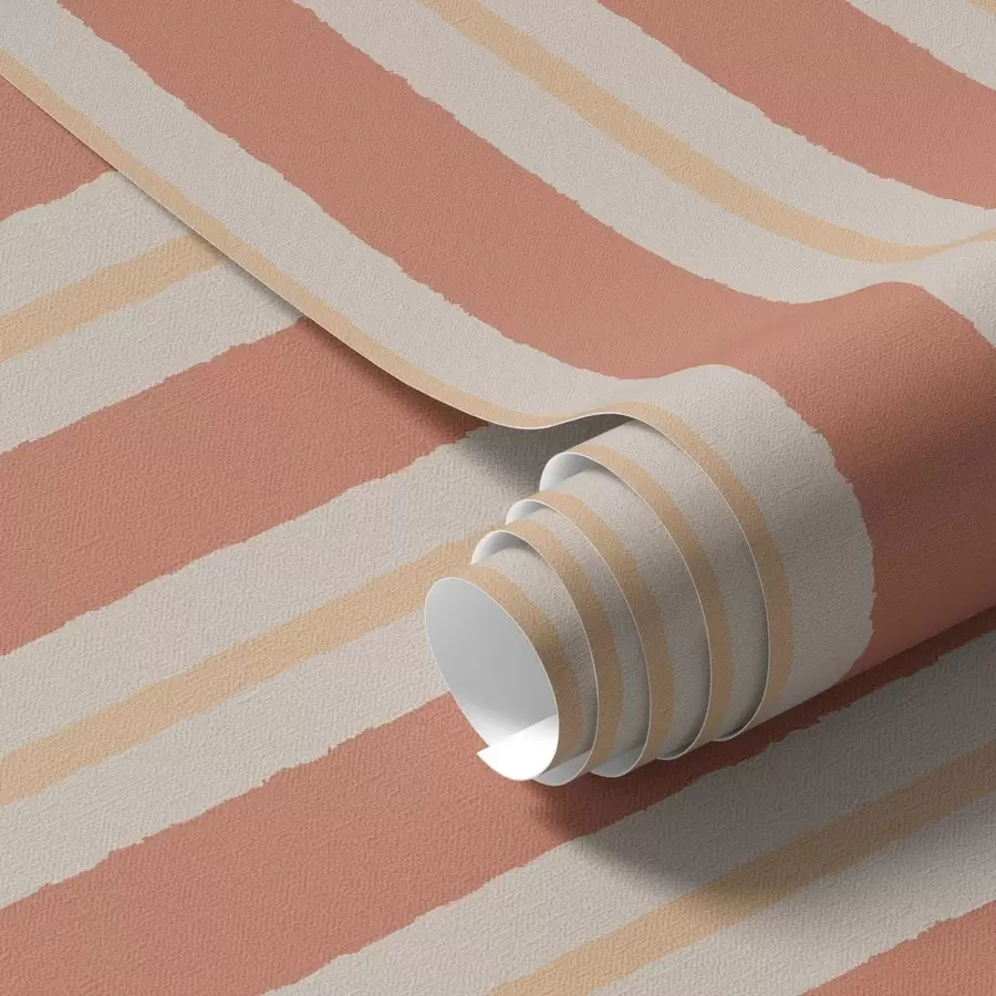 wall murals Светле теракотне пруге са беж акцентима a00515