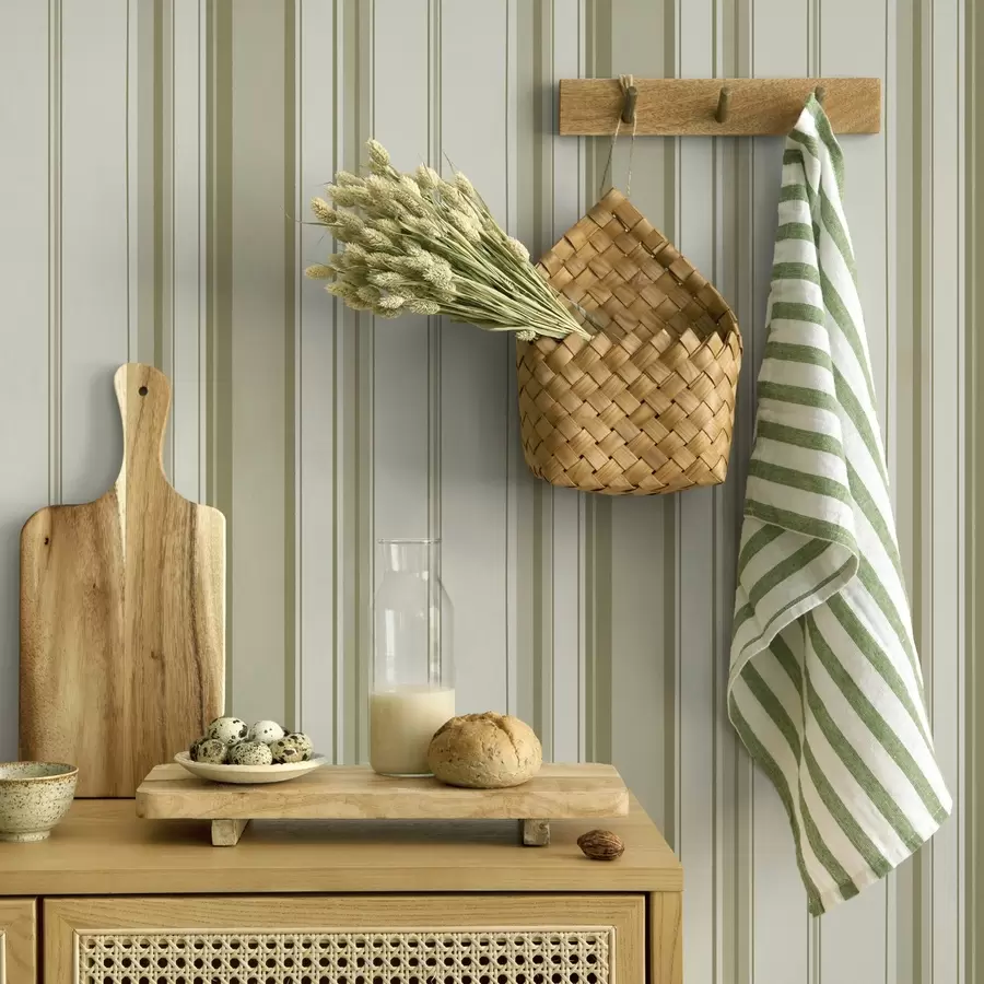 wall murals Крем позадина са сиво-беж пругама различитих ширина a00521