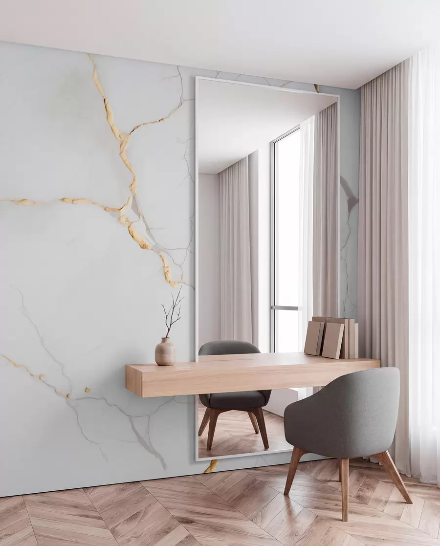 wall murals Имитација мермера са финим пукотинама и жутим жилама w09390