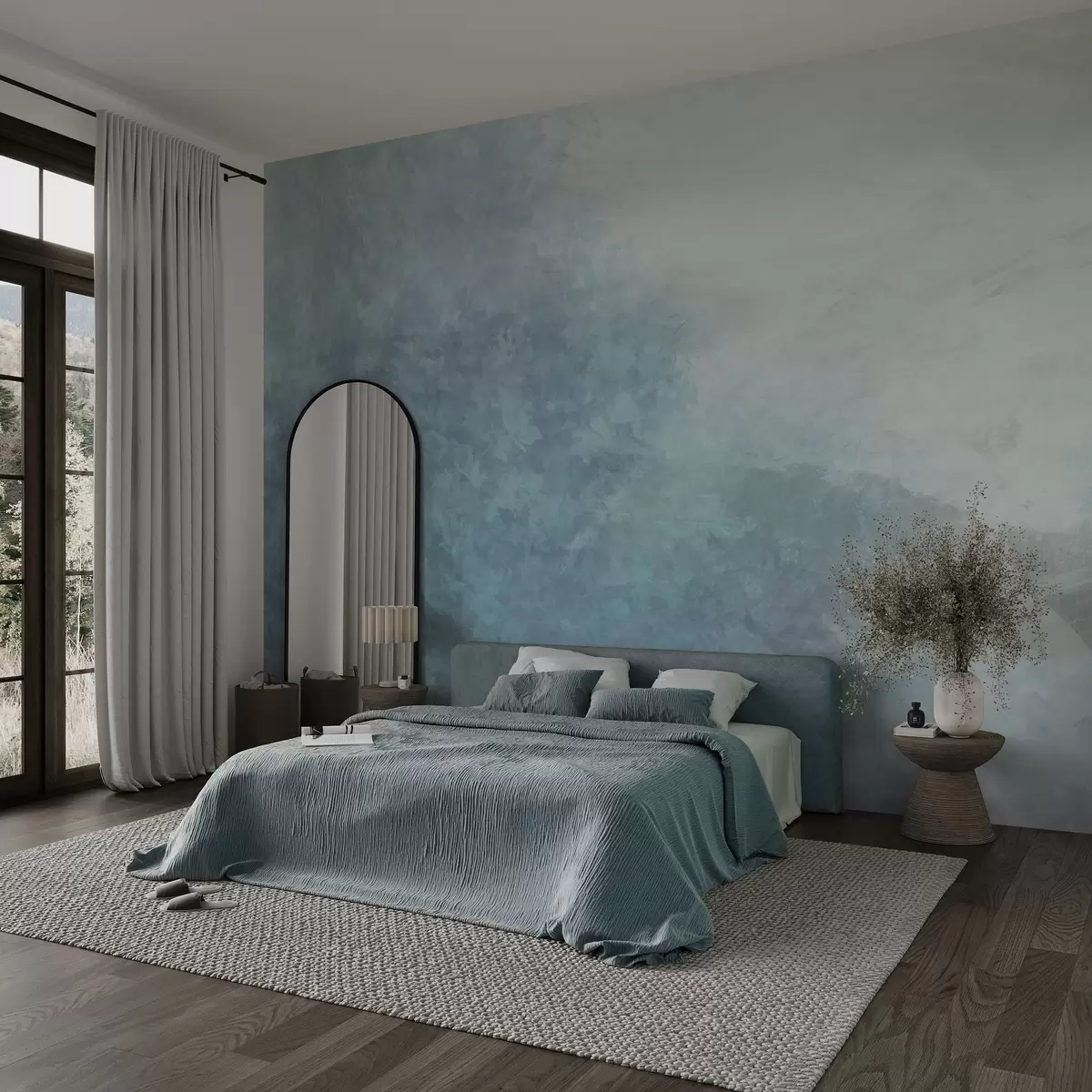 wall murals Имитација лишћа на бетонском зиду w04468v1