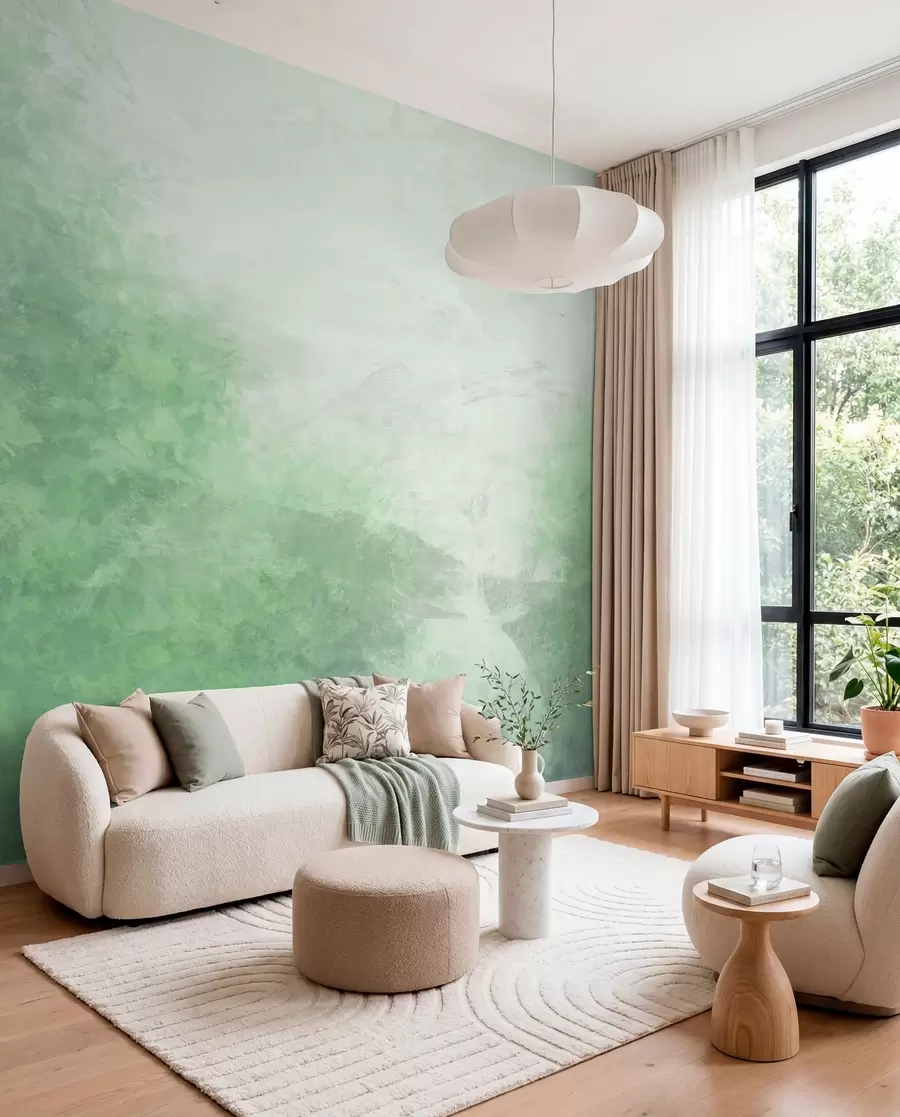 wall murals Имитација лишћа на бетонском зиду w04468v2
