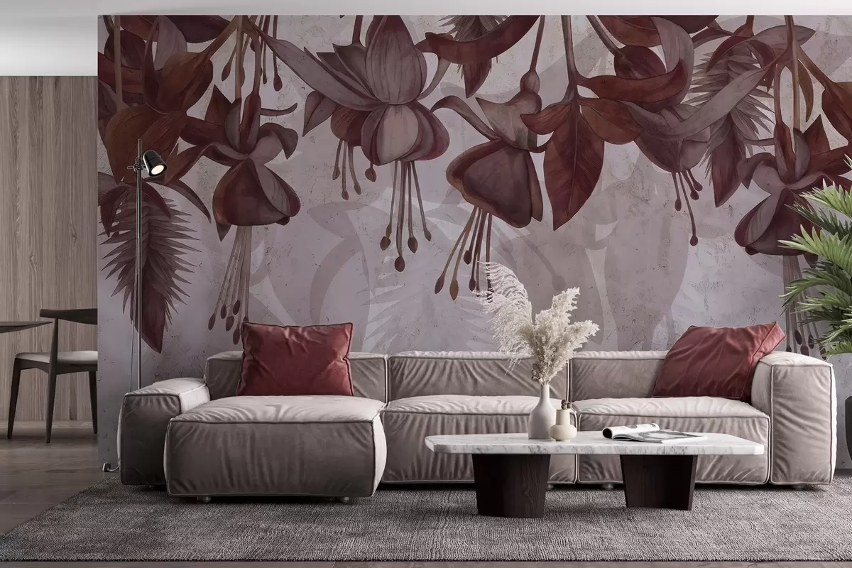 wall murals Висеће цвеће у гранџ стилу w04472