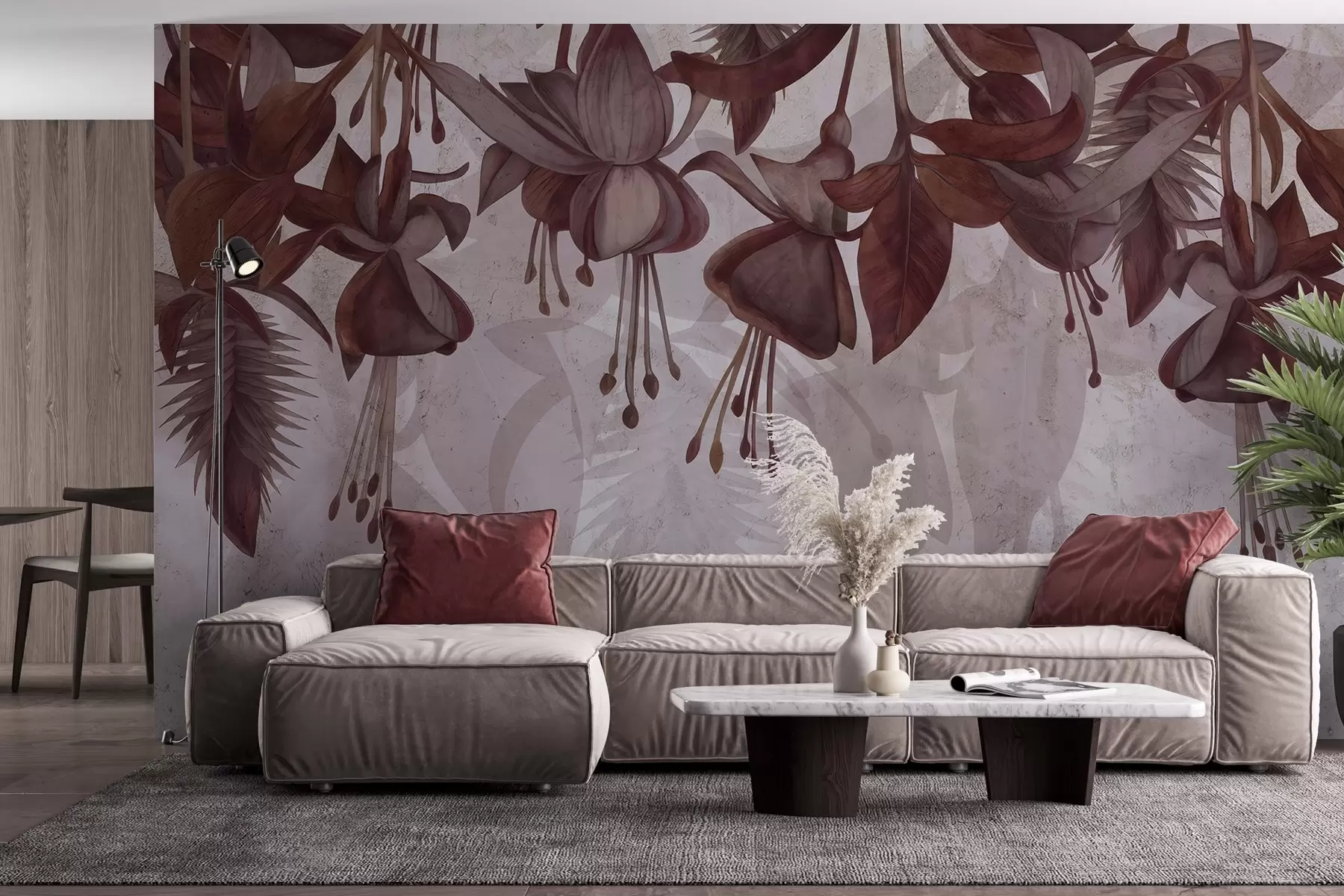 wall murals Висеће цвеће у гранџ стилу w04472