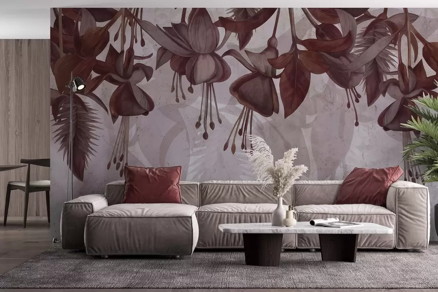 wall murals Висеће цвеће у гранџ стилу w04472