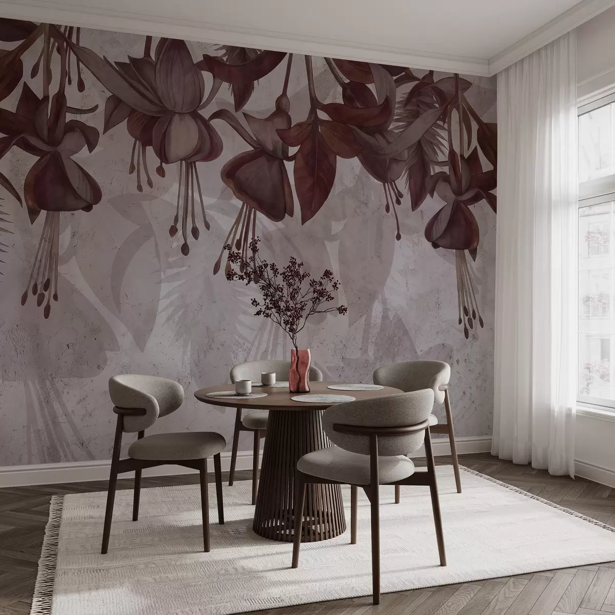 wall murals Висеће цвеће у гранџ стилу w04472
