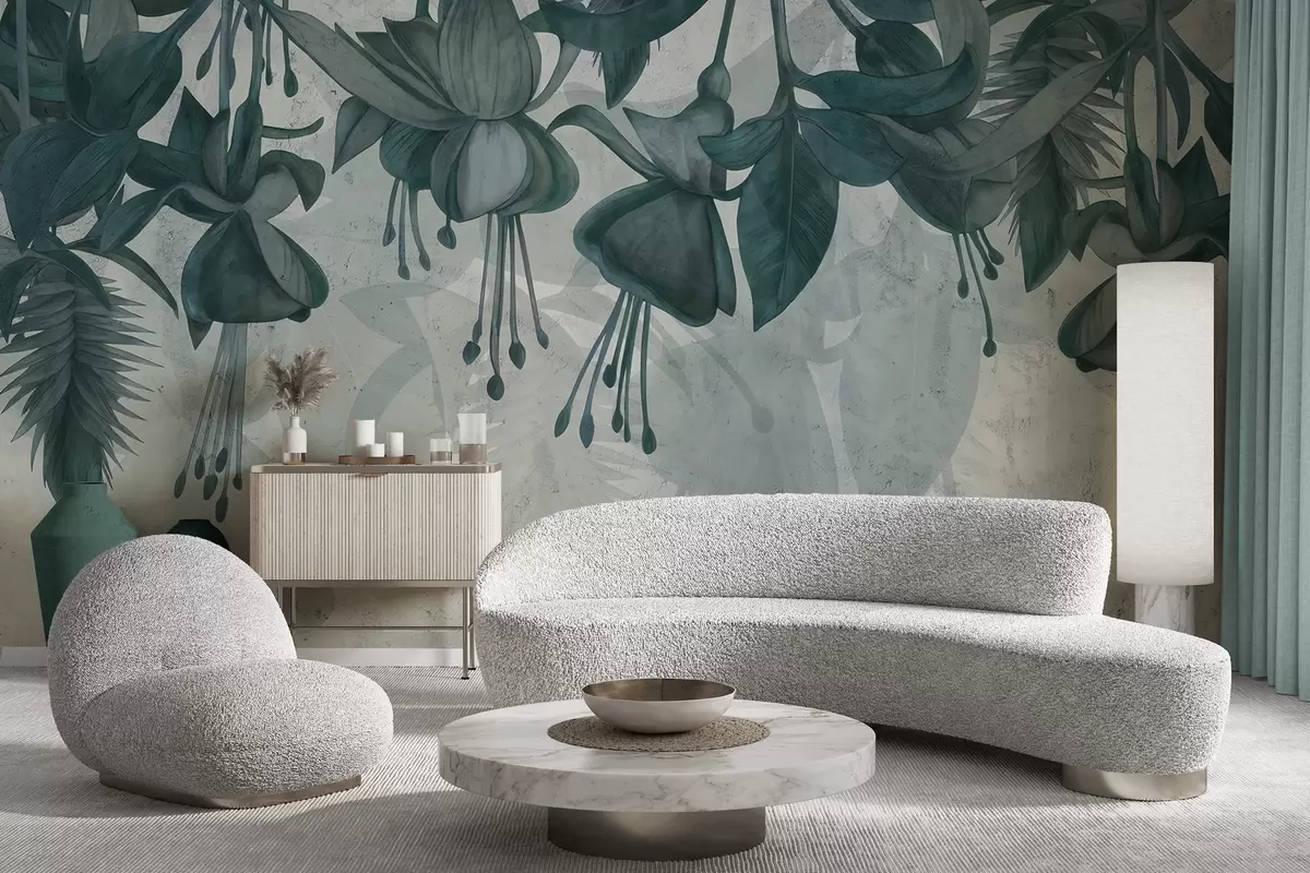 wall murals Висеће цвеће у гранџ стилу w04472v1