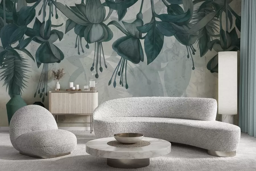 wall murals Висеће цвеће у гранџ стилу w04472v1