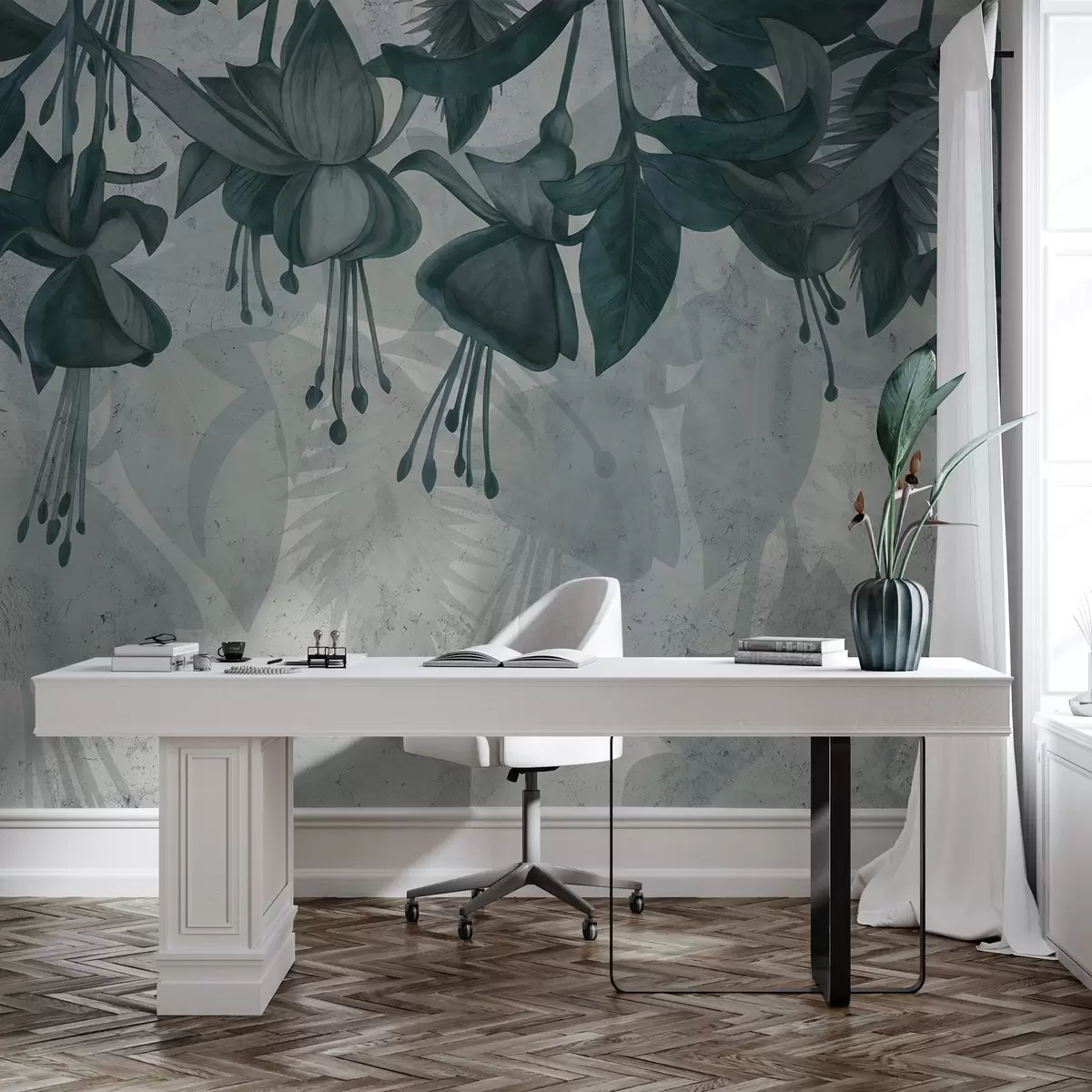 wall murals Висеће цвеће у гранџ стилу w04472v1