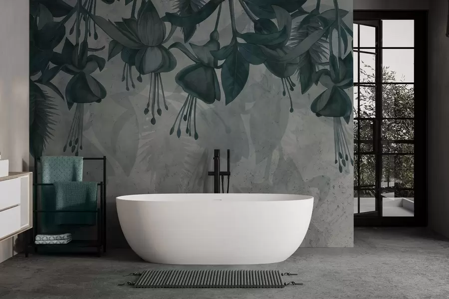 wall murals Висеће цвеће у гранџ стилу w04472v1