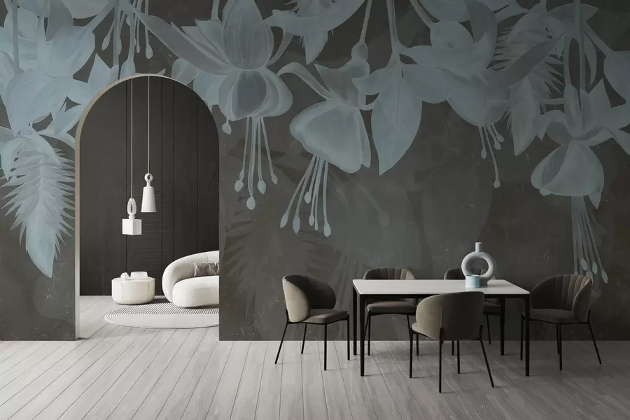 wall murals Висеће цвеће у гранџ стилу w04472v3