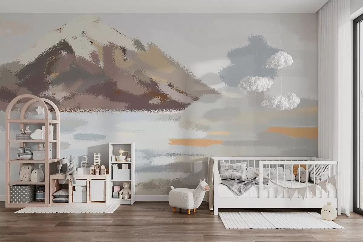 wall murals апстрактни пејзаж у стилу дечјег цртежа w04498