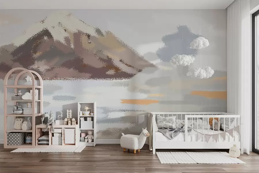 wall murals апстрактни пејзаж у стилу дечјег цртежа w04498