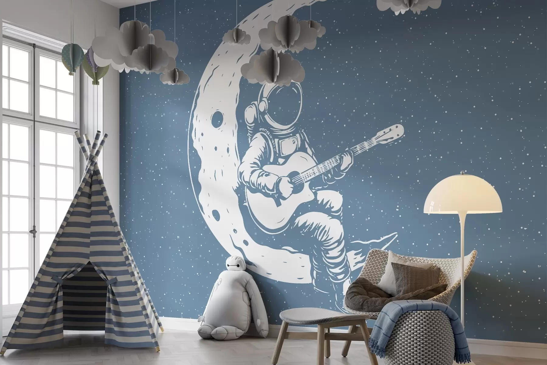 wall murals Космонаут, месец, гитара w04514v2