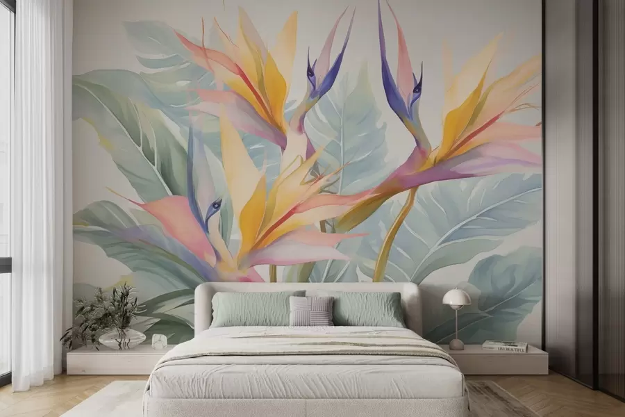 wall murals Цветови и листови стрелиције w04527