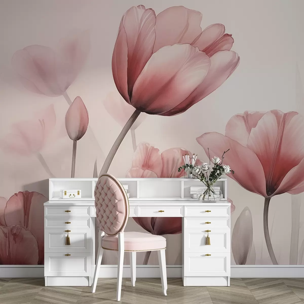 wall murals Тулипани са ефектом спаљивања и текстуром w04519